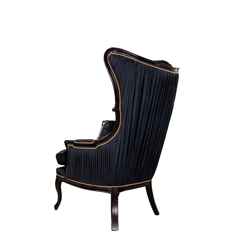 Leather Wingback Chair, Ebony, Natural, Bristol 5410