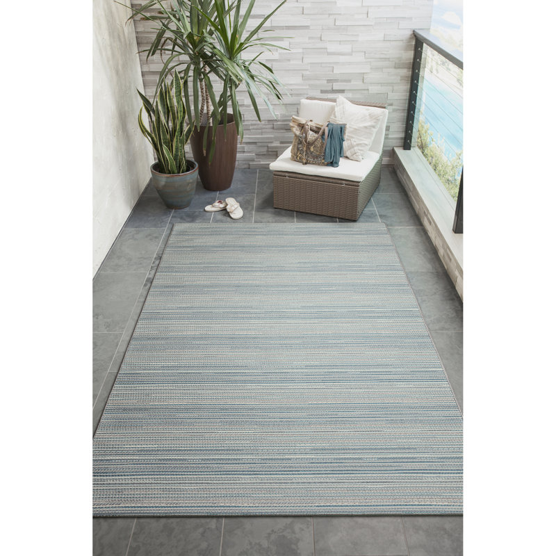 Natarbora Striped Indoor / Outdoor Rug, Rectangle 9'2" x 12'5"