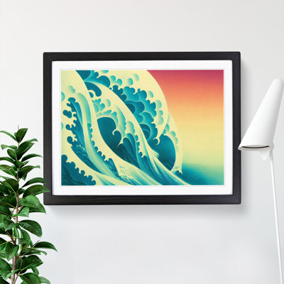 Japanese Wave Sunset - Single Picture Frame Print