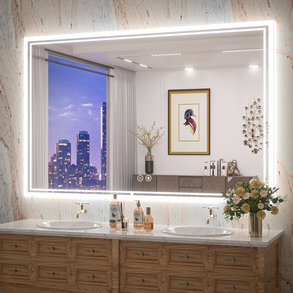 Martrez Frameless LED Lighted Bathroom / Vanity Mirror with Brightness Adjustable, Memory Function, Anti-Fog Orren Ellis Size: 60 x 40