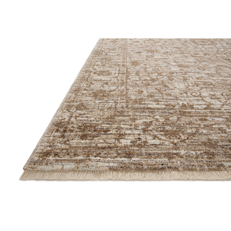 Tapis oriental en polyester écorce / naturel Sorrento, Carré 1 pi 6 po
