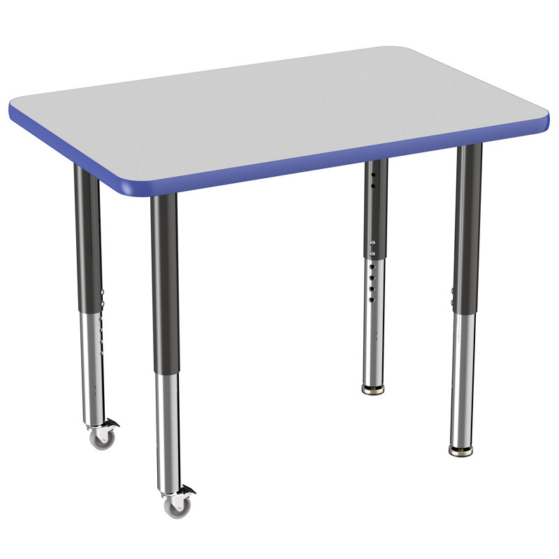 Table d'activité rectangulaire à hauteur réglable en forme de T, 24 po x 36 po, Gris/Bleu/Noir, Super