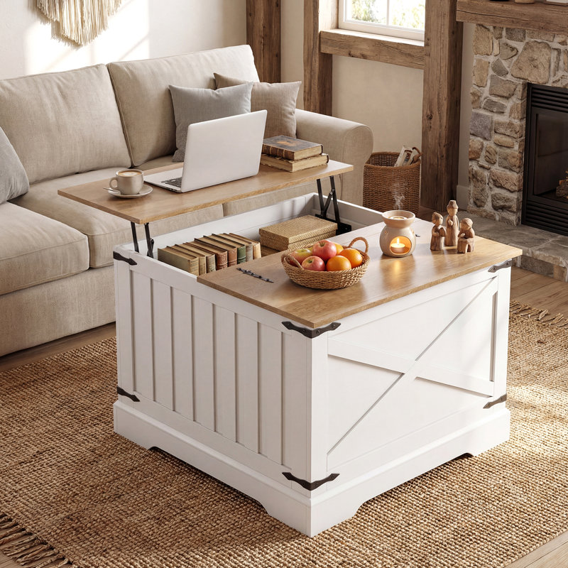 Lift Top Coffee Table with Storage, Brown