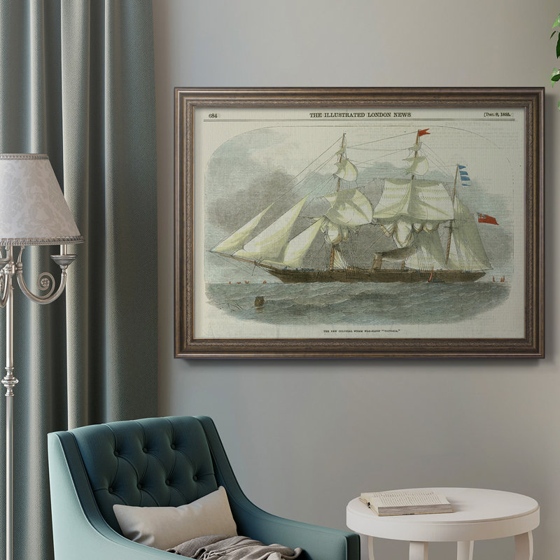 Antique Clipper Ship III, toile encadrée de qualité supérieure - prête à être accrochée, H 24 po x l 36 po x P 2,5 po