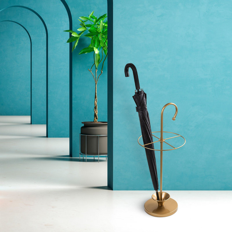 Élégant porte-parapluies en métal, finition dorée, 10,6 po x 10,6 po x 25,6 po | Fabrication 100% durable en métal | Design élégant pour le vestibule et le bureau | Parfait pour organiser des parapluies et ajouter une touche de luxe