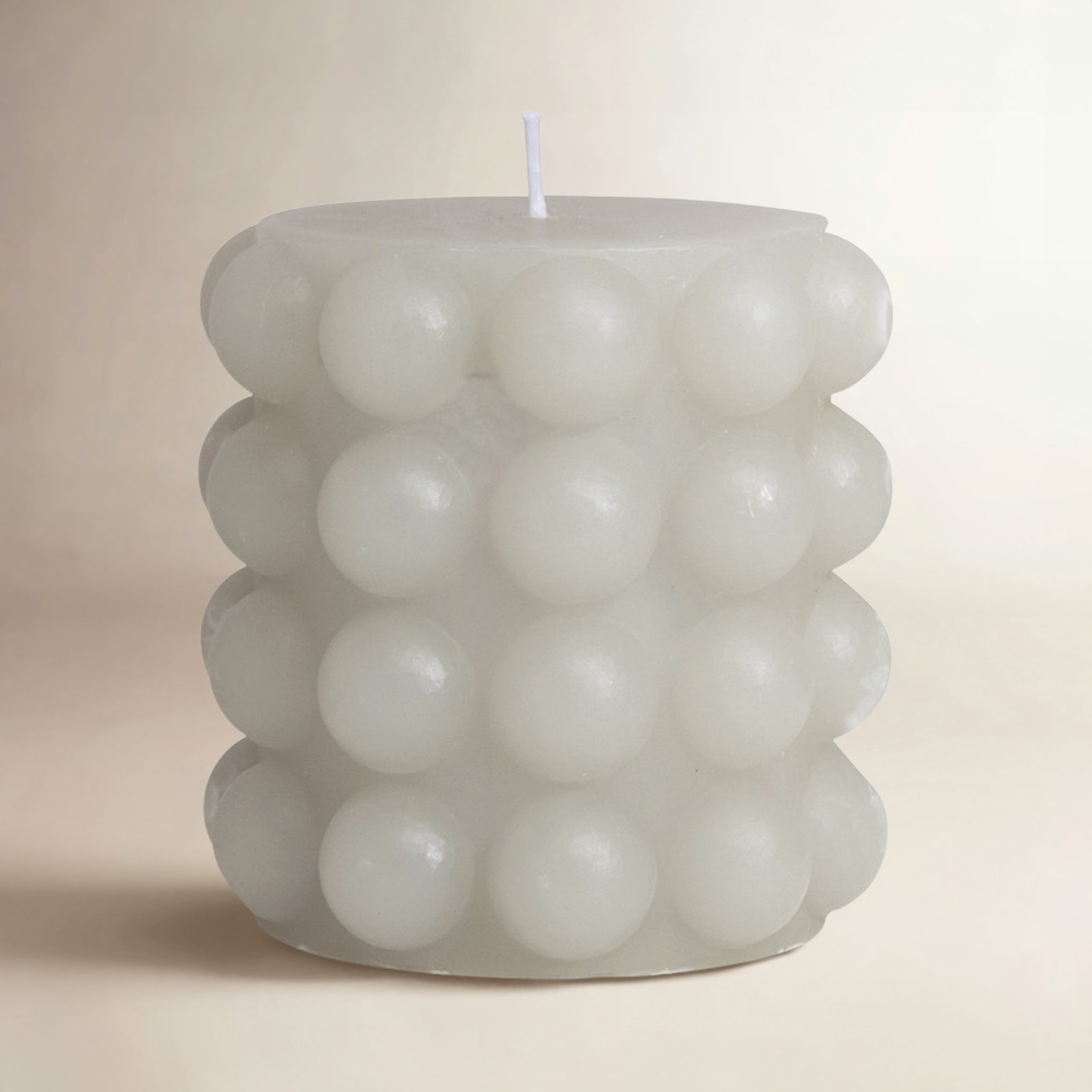 Nessa Unscented Pillar Candle, 4"H x 4"W x 4"D, Gray