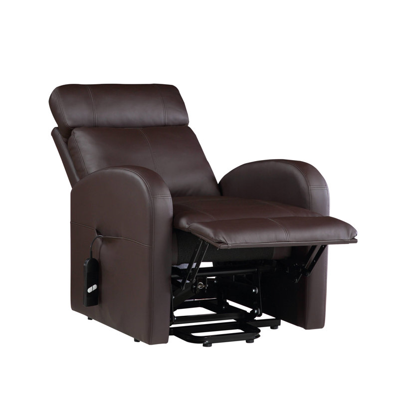 Fauteuil inclinable électrique brun en cuir synthétique, Chocolat / Brun