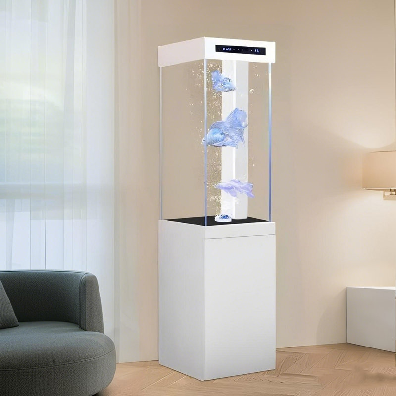 Aquarium vertical sur pied 15,75 po, Transparent/blanc