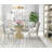 Trevor Round Glass Top Solid Wood Base Dining Table