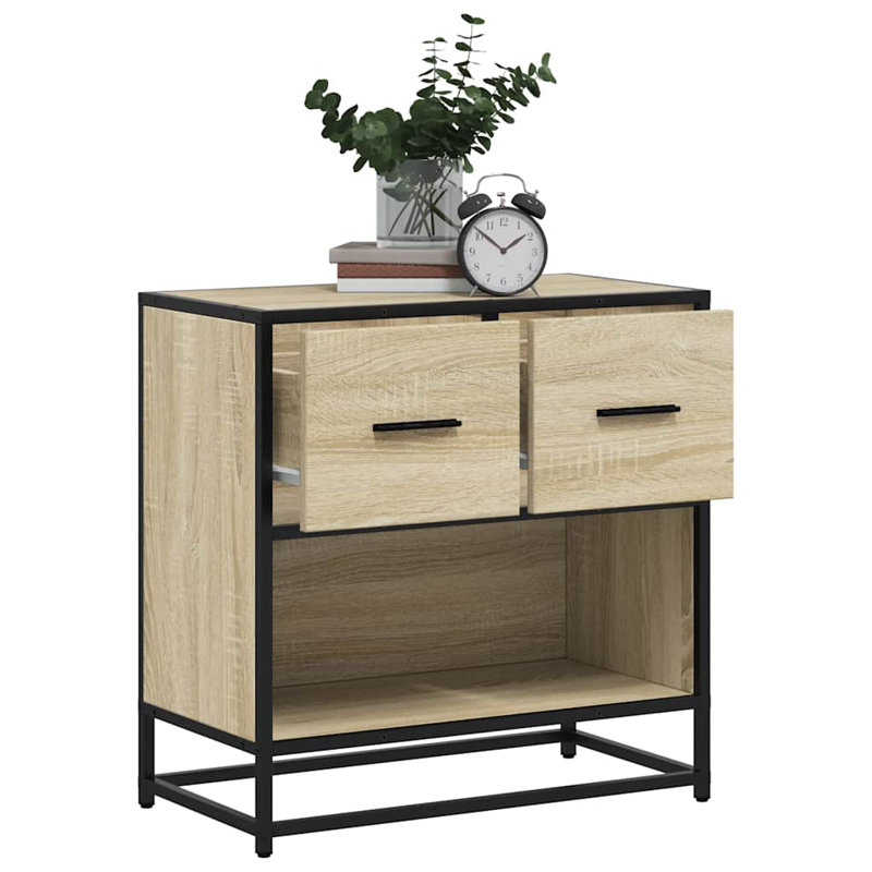 60cm W Metal Bedside Table, Sonoma Oak