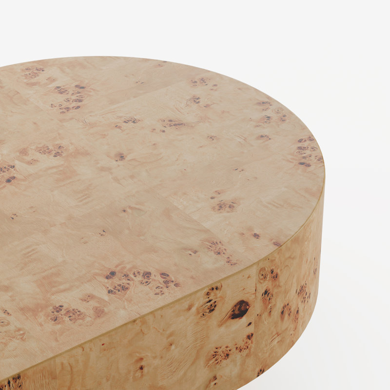 Table basse ovale moderne 43 "avec placage en bois massif, Naturel