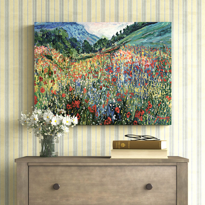 «Field of Wild Flowers», reproduction d'art sur toile, H 22 po x l 32 po x P 2 po, Toile tendue, Pas de tapis