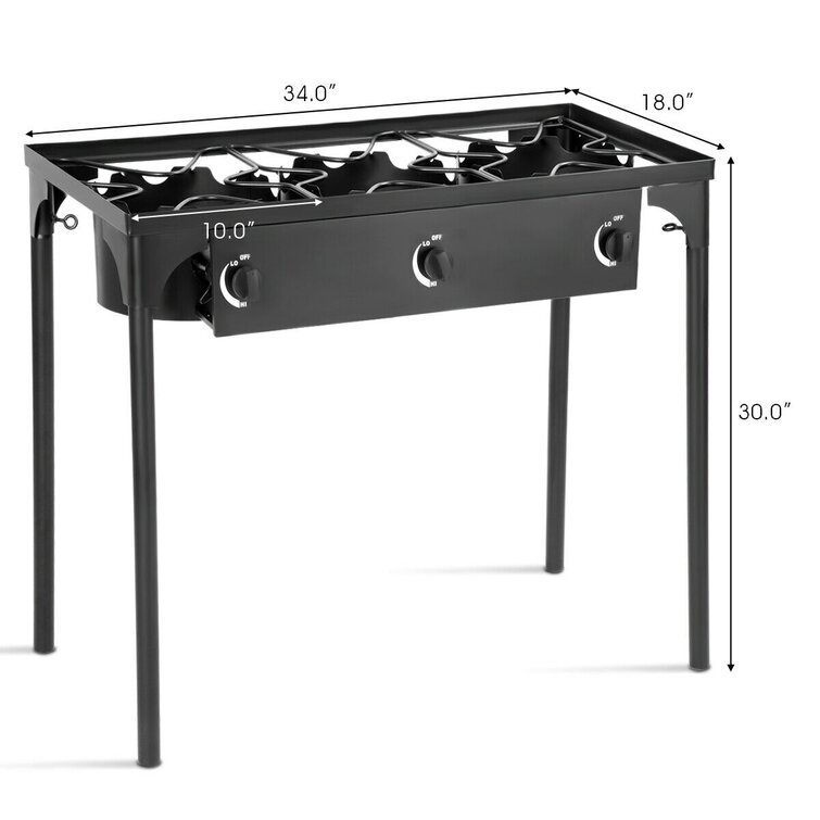 Costway 150000 BTU Double Burner Outdoor Stove BBQ Grill, Black