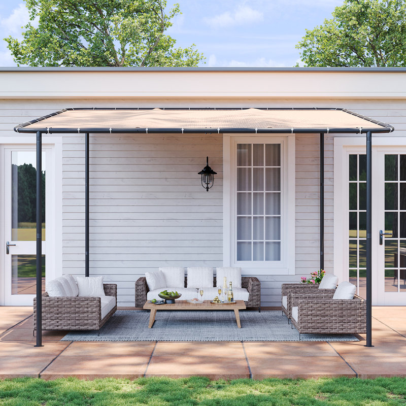 12 Ft. W X 10 Ft. D Lean To Gazebo Outdoor Pergola, 96" H x 144" W x 120" D