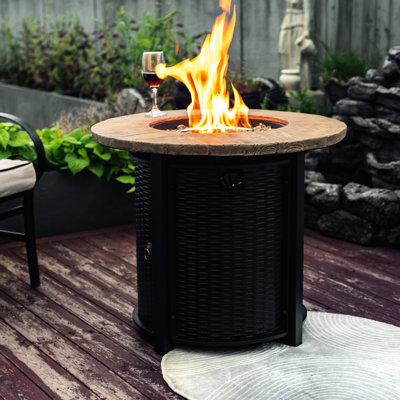 Table de feu ronde de 30 pouces avec propane, plateau de table, allumage électronique, chaleur de 40000 BTU, avec housse de pluie et réglages de flamme réglables