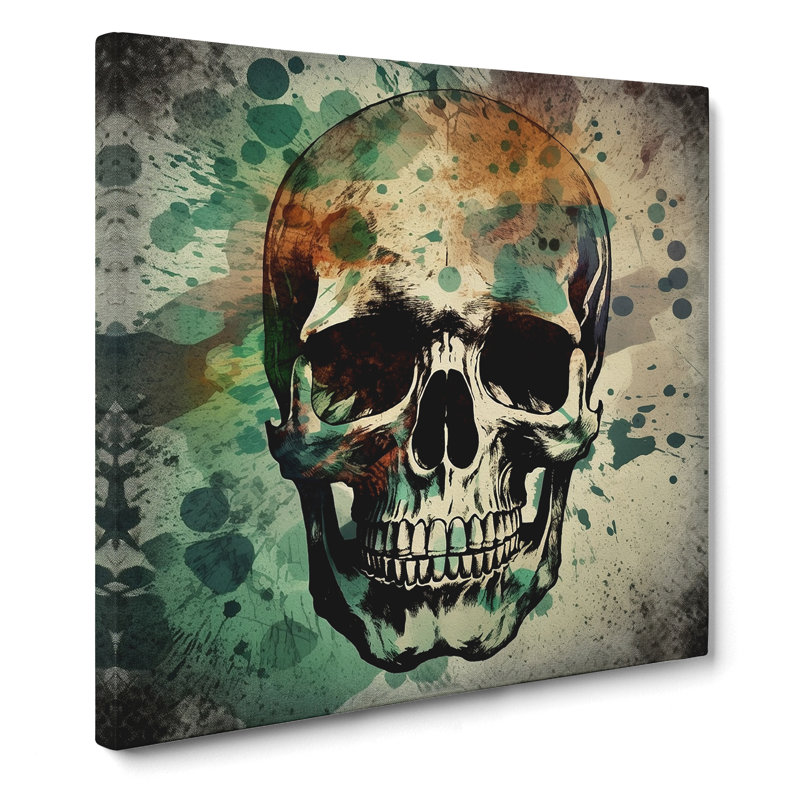 Skull Grunge Art - Wrapped Canvas, 35cm H x 35cm W x 3cm D