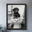 Art encadré noir, un beau chien chevauchant des journaux, impressions encadrées de style rétro-97414987