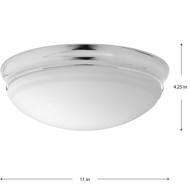 Mccully Glass LED Flush Mount, 4.25" H x 11" W x 11" D, Polished Chrome