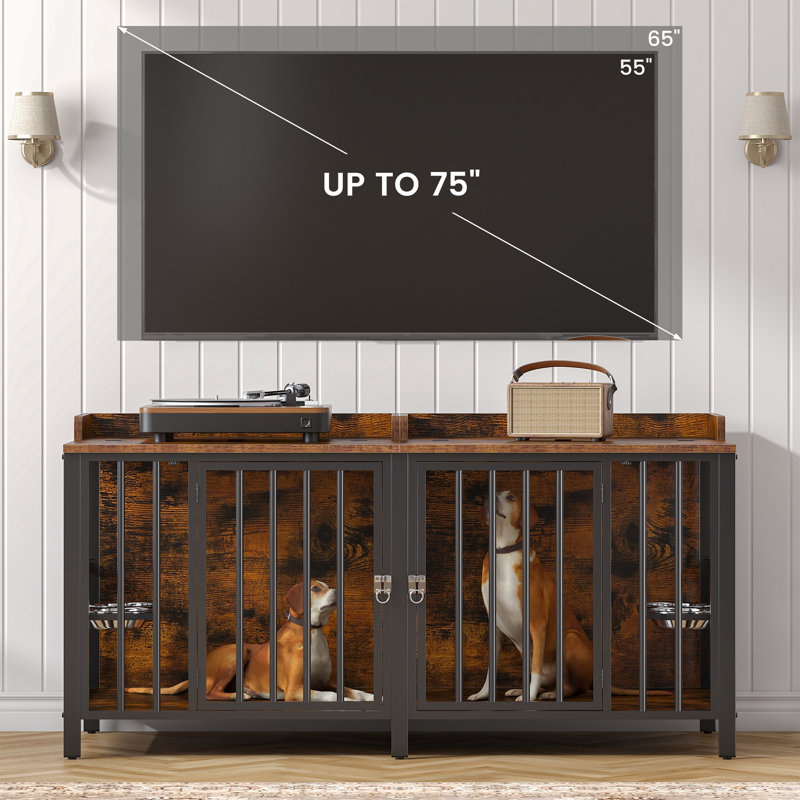 Cage pour chien de 63 po de style XL avec porte d'accès par le haut et bols rotatifs