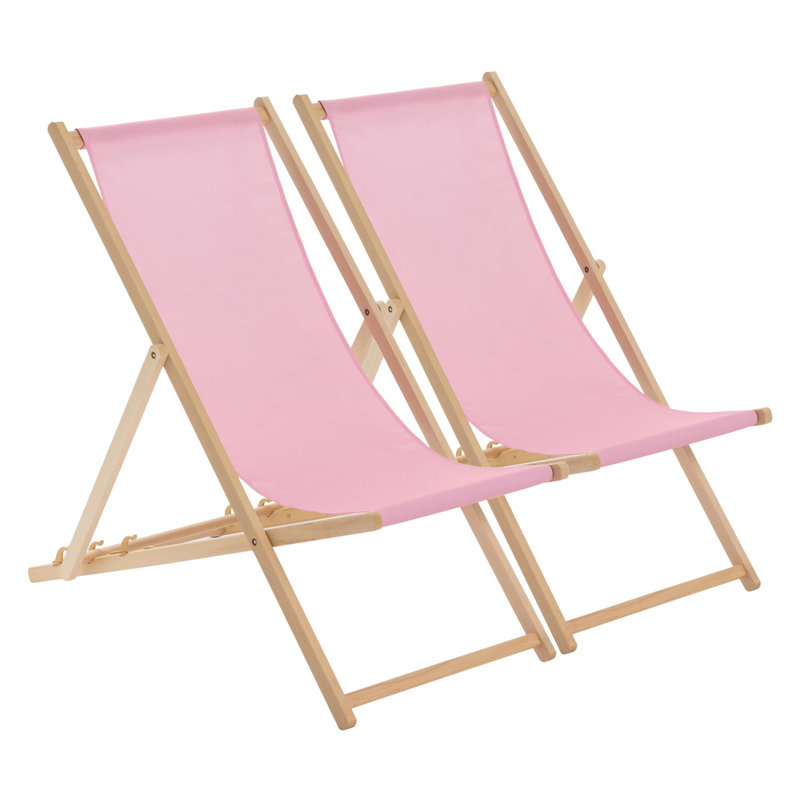 Harbour Housewares - Folding Wooden Deck Chairs, Light Pink