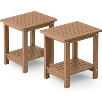 Ensemble de 2 tables d'appoint Adirondack à double couche, table de bout haute de 16 po résistante aux intempéries pour patio, piscine et porche, pour l'intérieur et l'extérieur