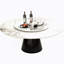 Table de salle à manger ronde en marbre 59 ", table de salle à manger en pierre frittée ronde avec base conique en acier inoxydable