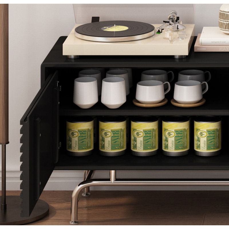 Crédence de rangement simple en bois massif l 78,7 po Simple, Noir