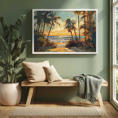 «Sunset Trail to Shore», reproduction encadrée