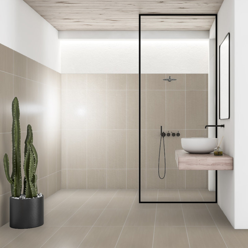 Refinery Semi-Polished 12" x 24" Porcelain Wall & Floor Tile, Greige
