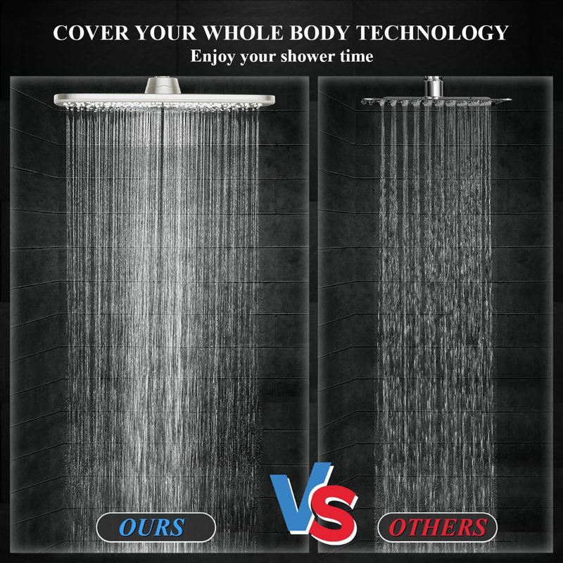 Rain Shower Head and Wide Showerhead Combo, Brushed Nickel