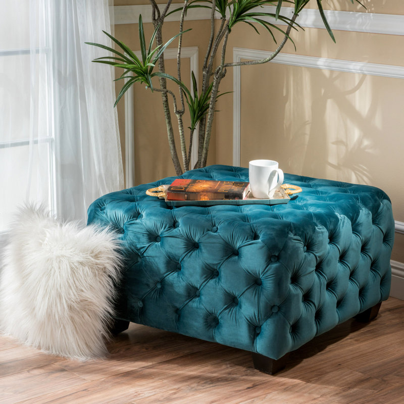 Velours bleu sarcelle avec capitonnage chic et minimaliste