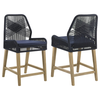 Hollysr Woven Rope Counter Chair with Cushion Navy