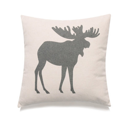 Gray Moose Print Pillow Cover