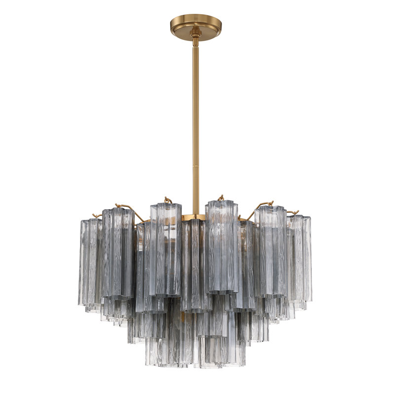Mexborough Chandelier, 14.25" H x 22" W x 22" D, 9 Lights, Gray/Aged Brass