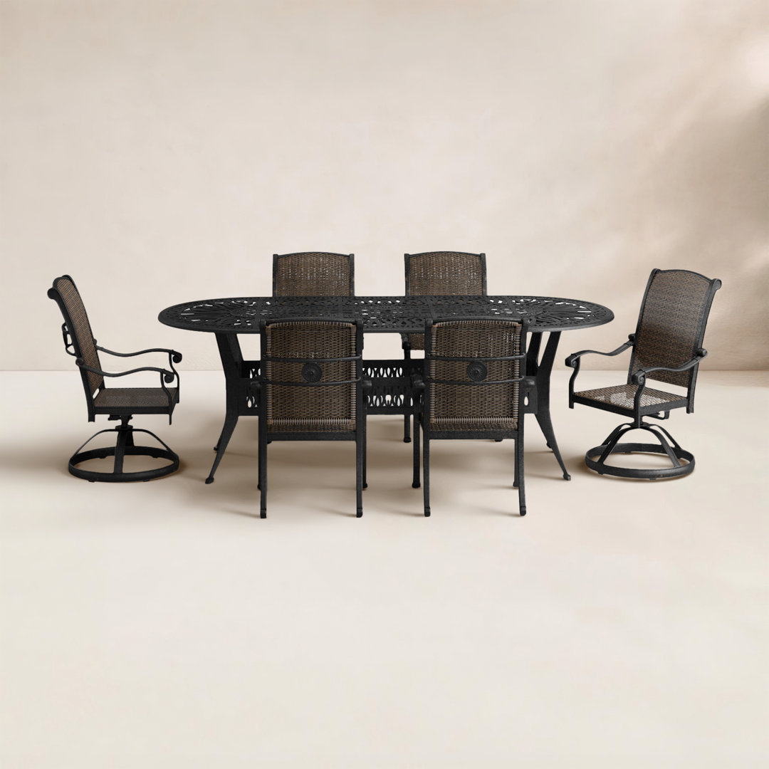 Brocken 6 - Person Metal Patio Dining Set with Oval Table Birch Lane™