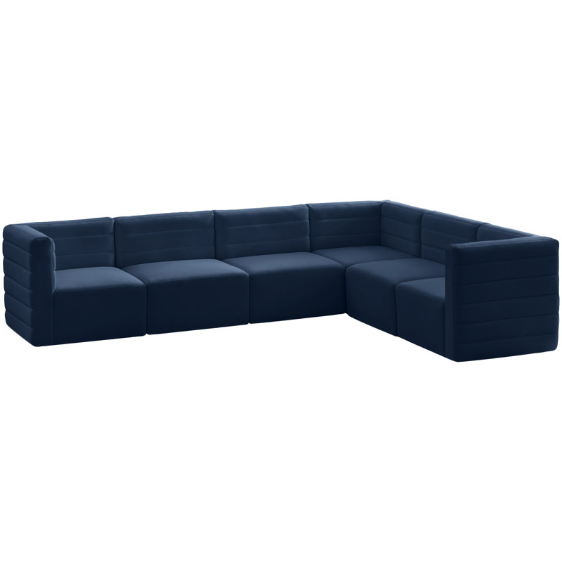 Enso Velvet L-Shaped Sectional Reversible, Navy Velvet