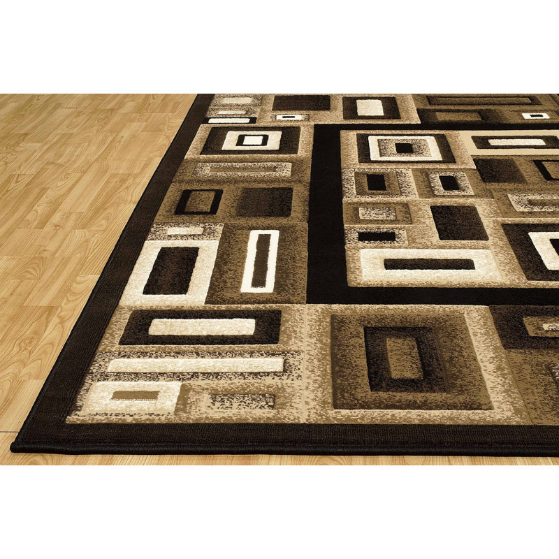 Tapis à carreaux noir tissé à la machine