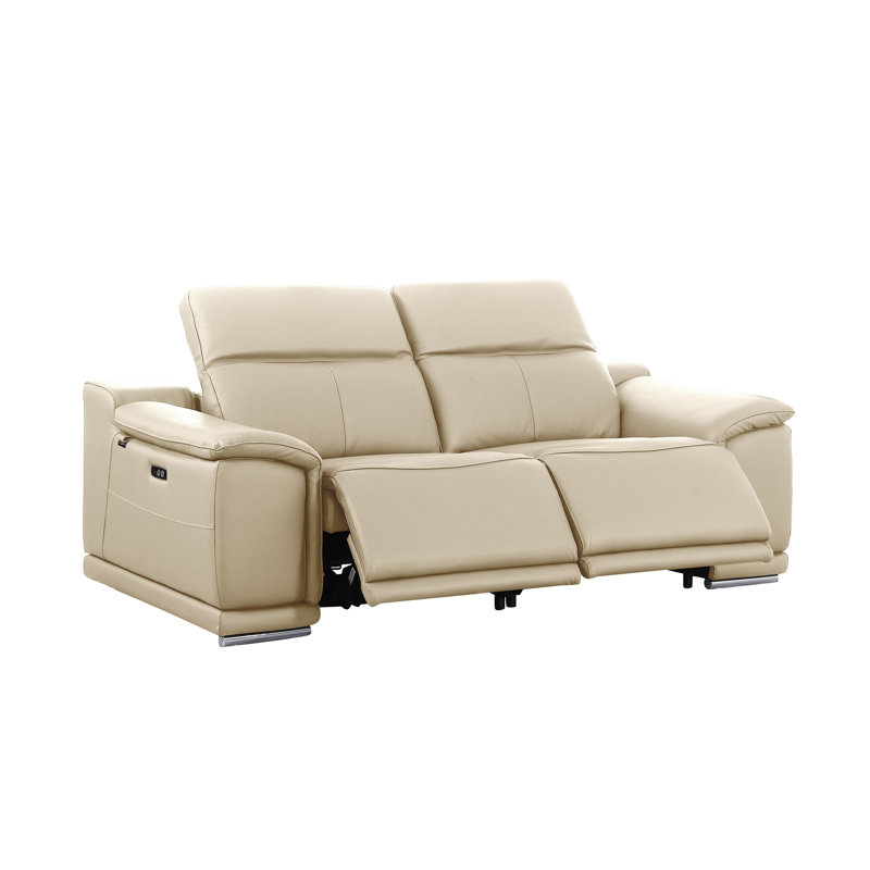 Divanitalia Top Grain Italian Leather Loveseat, Beige
