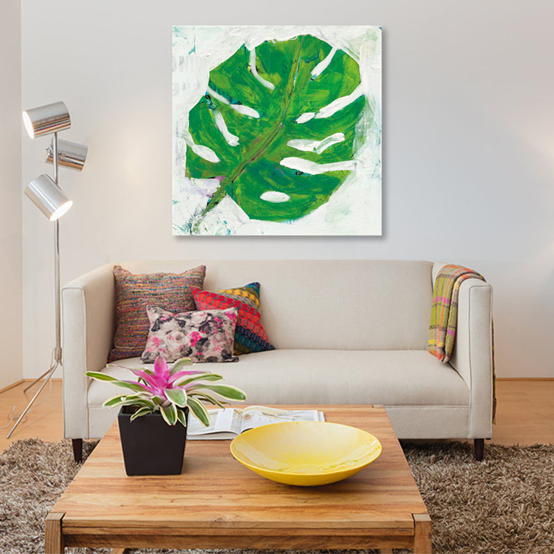 «Single Leaf Play I» par Kellie Day - impression sur toile tendue, H 12 po x l 12 po x P 1,5 po, Toile tendue, Pas de tapis