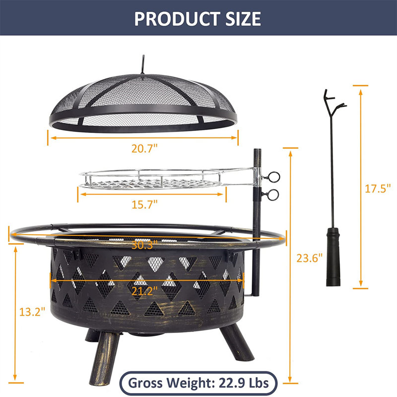 Round Steel Wood Burning Smokeless Fire Pit