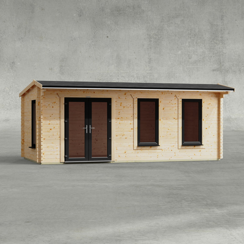 Powersheds 20 x 10ft Apex Log Cabin, Doors to the Left - 44mm