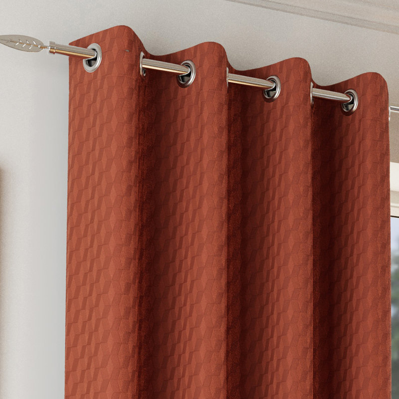 Room Darkening Curtain Panel Pair, 168cm Width x 137cm Drop, Orange