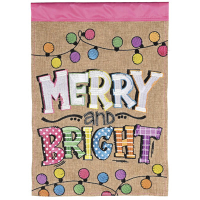 Garden Flag Merry Bright String Lights