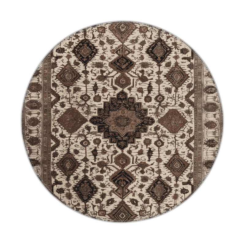 Persian Gray Indoor and Outdoor Area Rug, Round 5'