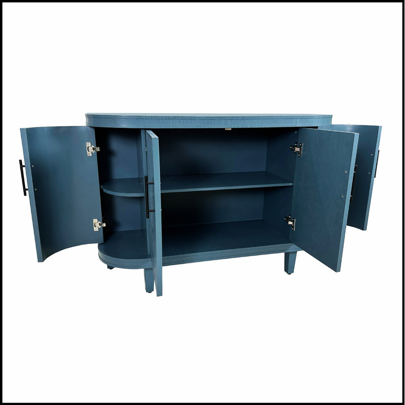 Buffet moderne incurvé de 47,2 po avec rangement spacieux et design élégant, Bleu
