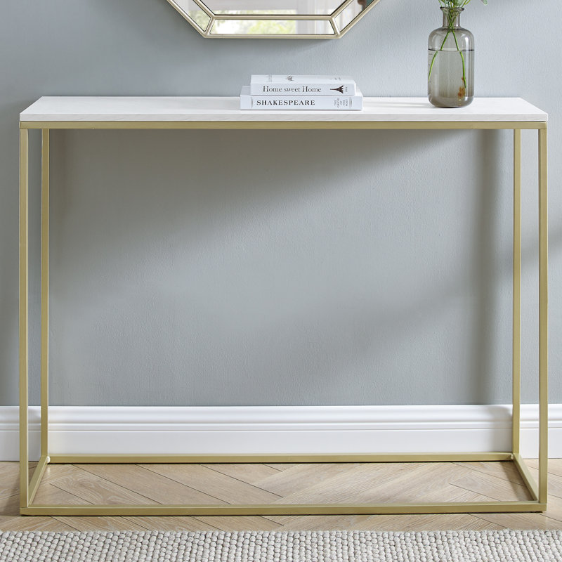 Barto 42'' Console Table, White Marble/Gold