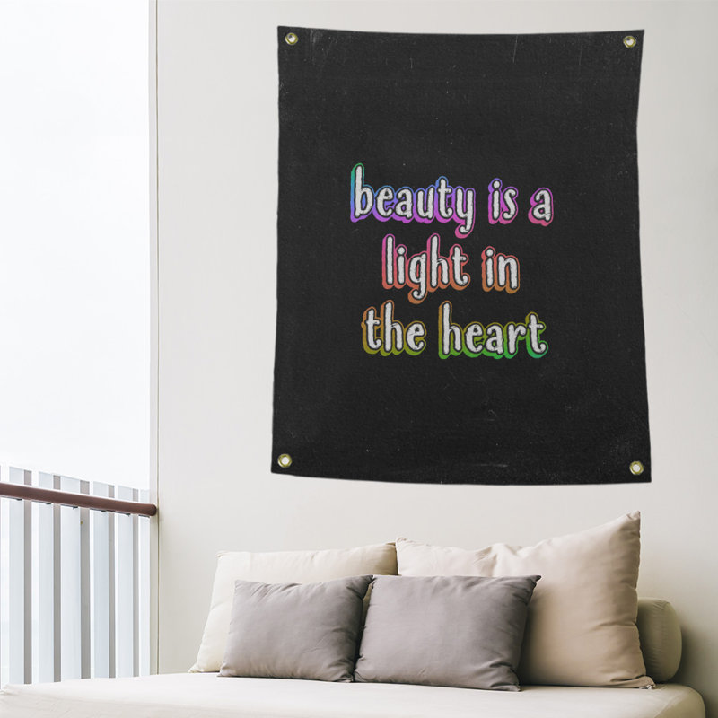 Tapisserie tableau noir en polyester citation beauté, H 80 po x l 59 po, Arc-en-ciel