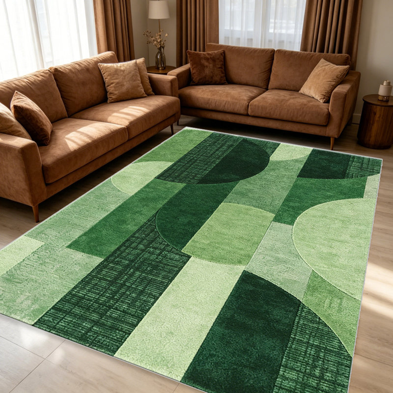 Forest Geo Block carpet-easy to clean, machine-washable, soft and comfortable; suitable for door mats, kitchens, living rooms, bedrooms, corridors, and laundry areas. Easy to clean, durable carpet for home decoration.