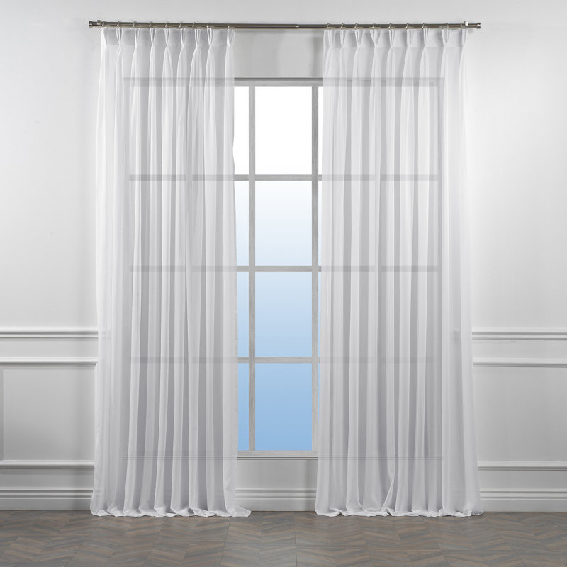 Sheer Single Curtain Panel, White, 65cm Width x 400cm Drop