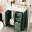 Meuble-lavabo de style rétro de 30 po avec cadre en bois massif, portes, glissière à tiroir lisse, planches, grand espace de rangement pour une utilisation quotidienne